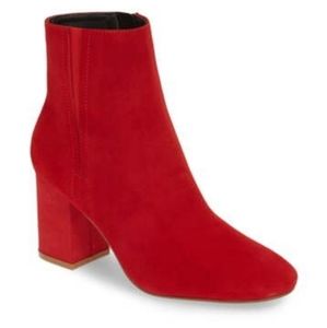 Red Suede Halogen Abbi Block Heel Bootie